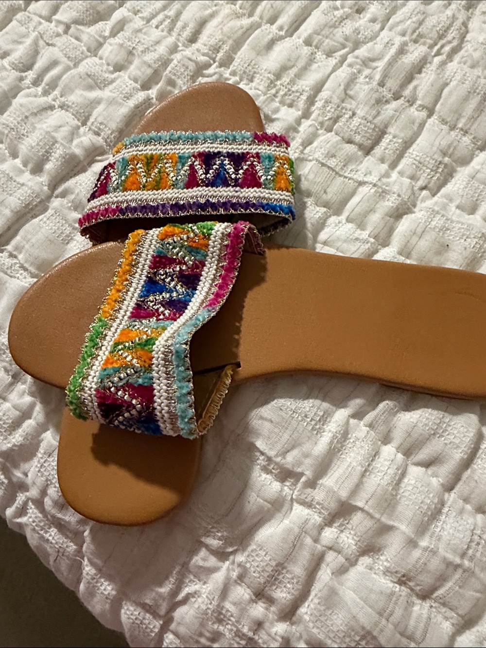 Embroidered Multi-Color Slide Sandals